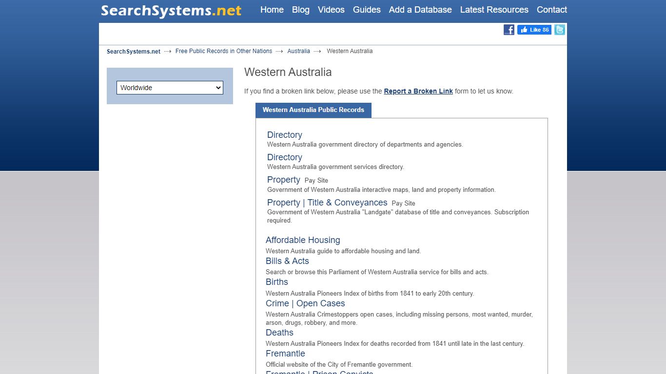 Western Australia Public Records