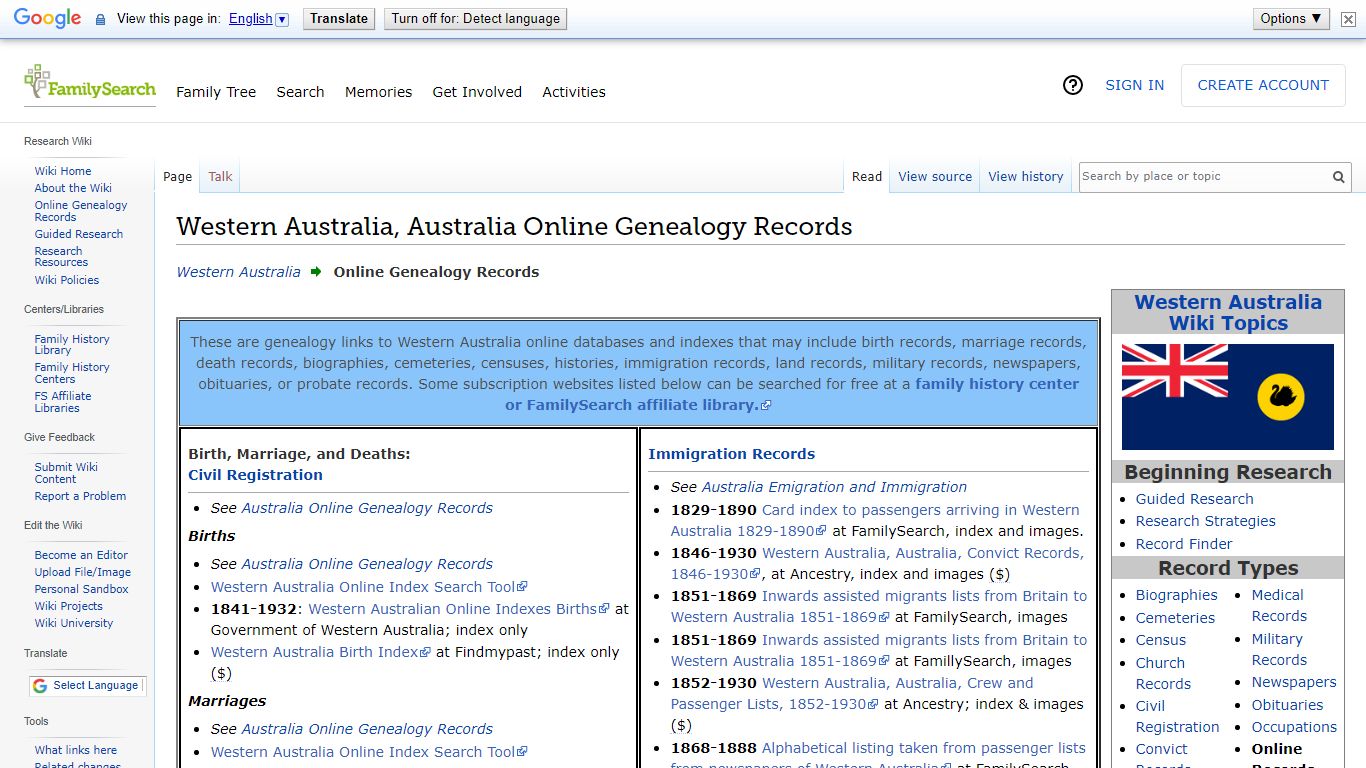 Western Australia, Australia Online Genealogy Records ...