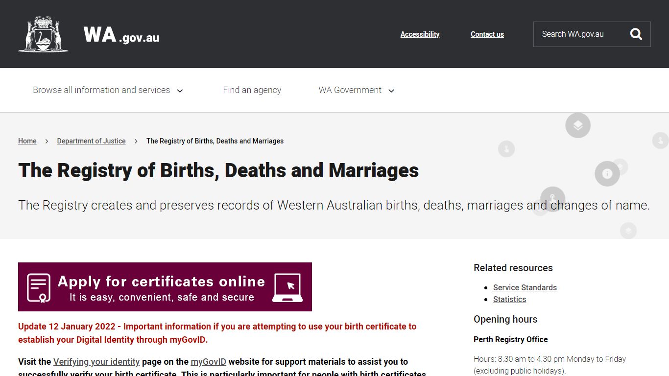 The Registry of Births, Deaths and ... - Western Australia