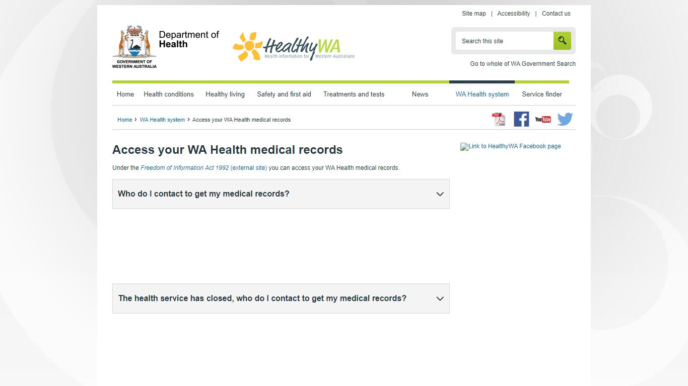 Access your WA Health medical records