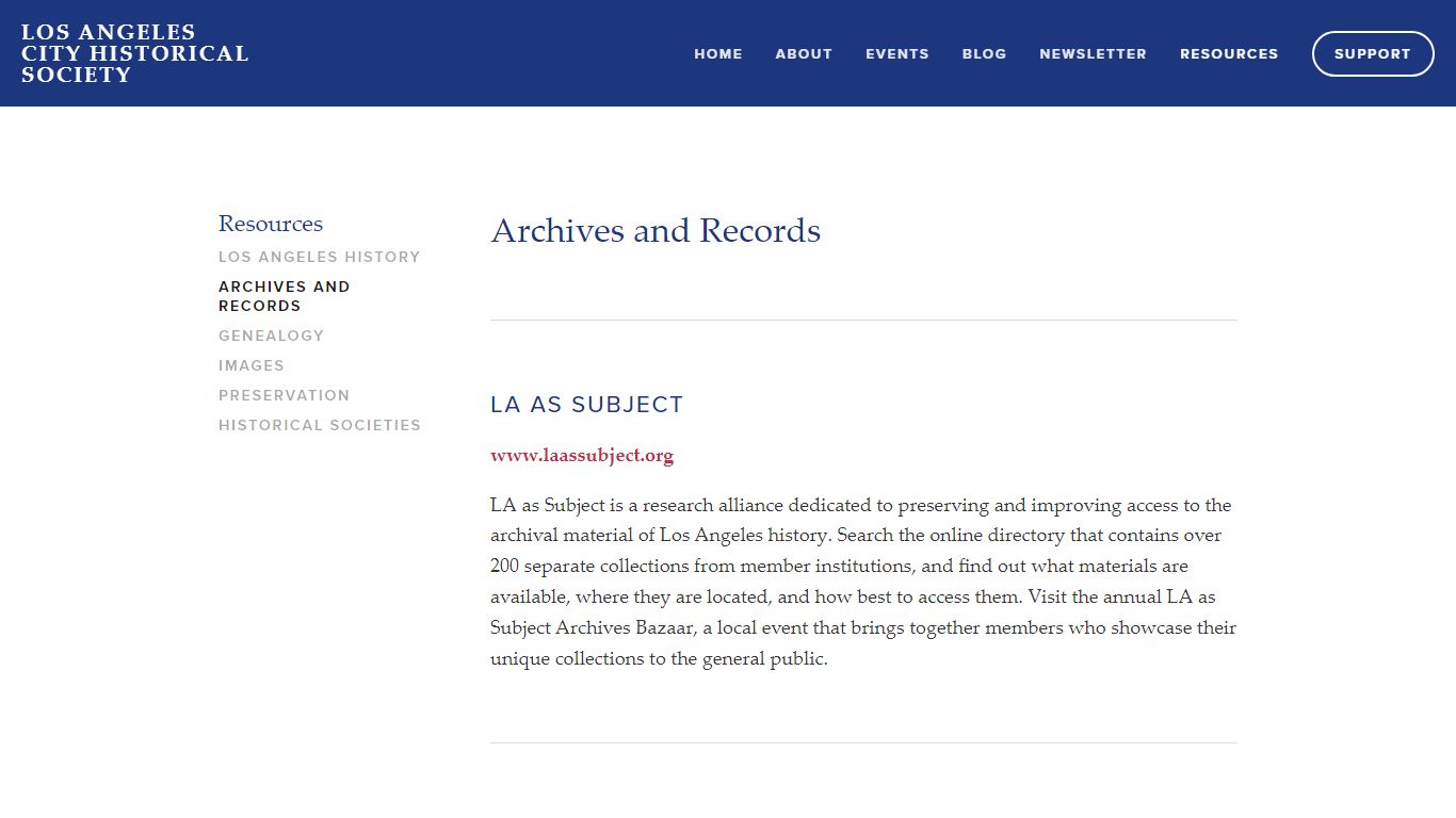 Archives and Records — Los Angeles City Historical Society